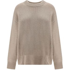 Lisa Yang, Truien, Dames, Beige, S, Kasjmier, Relaxed Silhouet Sand Pullover Sweater