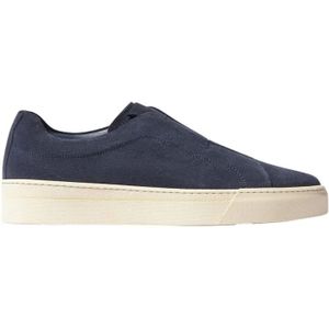 Scarosso, Schoenen, Heren, Blauw, 43 EU, Suède, Blauwe Suède Slip-On Sneakers