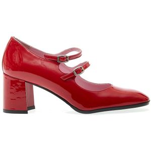 Carel, Schoenen, Dames, Rood, 38 EU, Leer, Rode Patent Dubbele Band Hakken