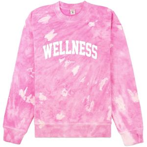 Sporty & Rich, Sweatshirts & Hoodies, Dames, Roze, L, Katoen, Comfortabele Pink Taffy Wellness Ivy Tie Dye Sweatshirt