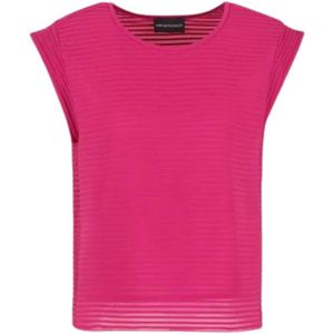 Emporio Armani, Lente Stijl Ottoman Top Roze, Dames, Maat:L