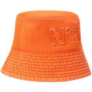 N21, Oranje Denim Vissershoed Oranje, unisex, Maat:M