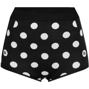 Dolce & Gabbana, Korte broeken, Dames, Zwart, 2Xs, Wol, Shorts met polka dot-patroon