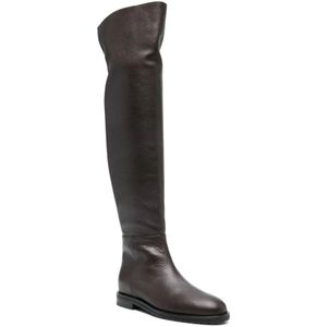 Roberto Festa, Schoenen, Dames, Bruin, 37 EU, Leer, Bruine over-knee laarzen met paneeldesign