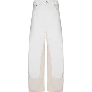 Max Mara, Broeken, Dames, Wit, W25, Katoen, Witte Baggy Broek