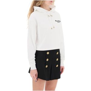 Balmain, Sweatshirts & Hoodies, Dames, Wit, L, Katoen, Hoodies