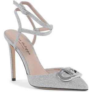 Dee Ocleppo, Schoenen, Dames, Grijs, 38 1/2 EU, Leer, Glitter Logo Pump