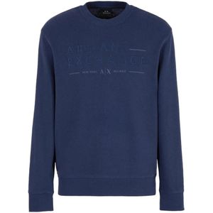 Armani Exchange, Sweatshirts & Hoodies, Heren, Blauw, L, Katoen, Navy Blaze Sweatshirt