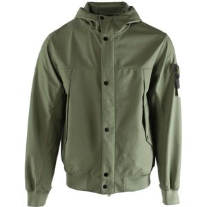 Stone Island, Jassen, Heren, Groen, L, Polyester, Groene Soft Shell Jas