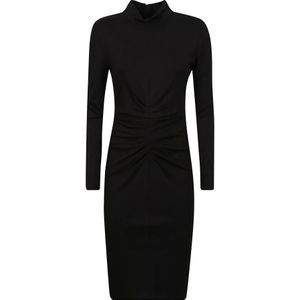 Diane Von Furstenberg, Zwarte Jersey Midi Jurk met Lange Mouwen Zwart, Dames, Maat:M