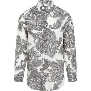 Etro, Overhemden, Heren, Veelkleurig, L, Katoen, Witte Paisley Print Katoenen Overhemd