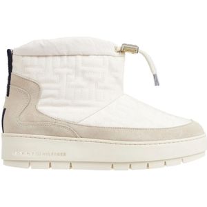 Tommy Hilfiger, Witte Monogram Enkellaarzen Wit, Dames, Maat:38 EU