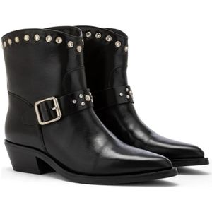 Carmens, Schoenen, Dames, Zwart, 40 EU, Leer, Zwarte Stud Enkellaarsjes