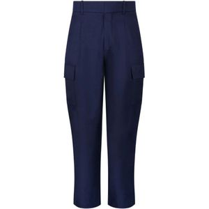 Drole de Monsieur, Broeken, Heren, Blauw, L, Wol, Navy Blauwe Cargo Broek