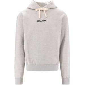 Jil Sander, Sweatshirts & Hoodies, Heren, Grijs, XL, Katoen, Grijze Katoenen Oversized Sweatshirt Aw 23