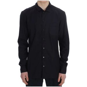 Dolce & Gabbana, Overhemden, Heren, Paars, M, Katoen, Paarse Gestreepte Katoenen Lounge Shirt