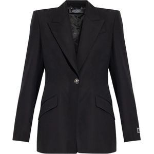 Versace, Jassen, Dames, Zwart, S, Wol, Wollen blazer