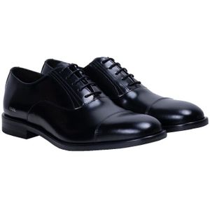 Karl Lagerfeld, Schoenen, Heren, Zwart, 45 EU, Leer, Zwarte Leren Oxford Veterschoenen