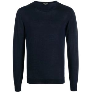 Roberto Collina, Sweatshirts & Hoodies, Heren, Blauw, M, Katoen, Blauwe Sweaters voor Heren