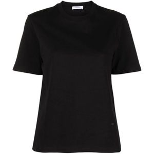 Salvatore Ferragamo, Tops, Dames, Zwart, S, Katoen, Zwarte katoenen T-shirt met logo print