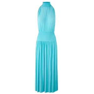 Samsøe Samsøe, Turquoise Geplooide Maxi Jurk Blauw, Dames, Maat:S