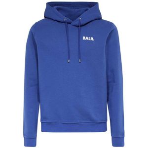 Balr., Sweatshirts & Hoodies, Heren, Blauw, XL, Katoen, Geribbelde Hoodie met Logo Print