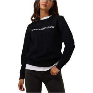 Calvin Klein, Sweatshirts & Hoodies, Dames, Zwart, XL, Katoen, Kern Logo Dames Trui Zwart