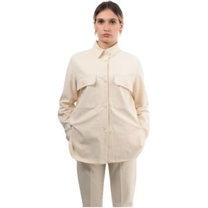 Circolo 1901, Blouses & Shirts, Dames, Beige, XS, Katoen, Beige Overhemd Jas met Lange Mouwen