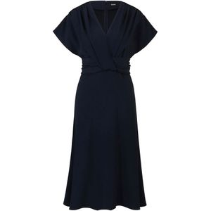 Hugo Boss, Elegante Satijnen Jurk met Draperende Details Blauw, Dames, Maat:M