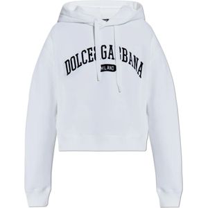 Dolce & Gabbana, Sweatshirts & Hoodies, Dames, Wit, 3Xs, Katoen, Hoodie