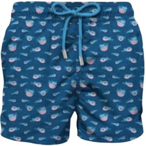 MC2 Saint Barth, Badkleding, Heren, Blauw, S, Heren Strand Shorts Micro Patroon