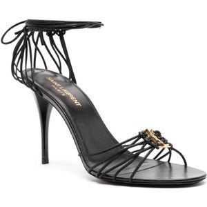 Saint Laurent, Schoenen, Dames, Zwart, 40 EU, Zwarte Leren Sandalen