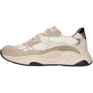 Haboob, Schoenen, Dames, Veelkleurig, 40 EU, Leer, Beige Lage Sneakers Lptokio