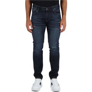 Emporio Armani, Jeans, Heren, Blauw, W31, Katoen, Slim Fit Jeans met Vijf Zakken