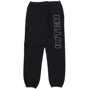 Iuter, Broeken, Heren, Zwart, L, Katoen, Zwarte Lichtgewicht Trainingsbroek Elastische Taille