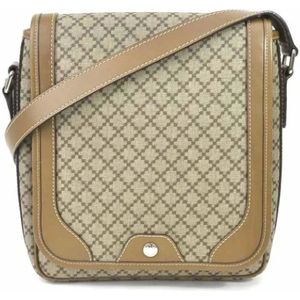 Gucci Vintage, Pre-owned, Dames, Beige, ONE Size, Leer, Beige Canvas Crossbody Tas - Gucci GG