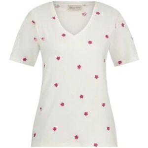 Fabienne Chapot, Tops, Dames, Wit, M, Katoen, Phill V-neck Pink Flower T-shirt