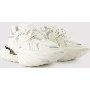 Balmain, Schoenen, Heren, Wit, 40 EU, Leer, Witte Unicorn Wave Leren Sneakers