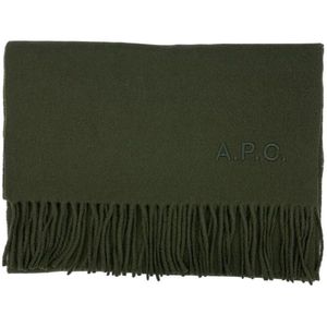 A.p.c., Groene wollen sjaal Groen, unisex, Maat:ONE Size