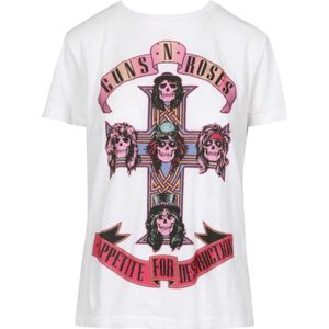 Aniye By, Roses Guns'n'Roses Print Katoenen T-shirt Wit, Dames, Maat:L