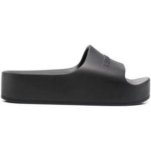 Balenciaga, Schoenen, Dames, Zwart, 40 EU, Chunky Slide Sandalen