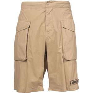 Aspesi, Korte broeken, Heren, Beige, XL, Katoen, Cargo Katoenen Bermuda Shorts