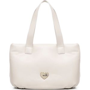 Love Moschino, Tassen, Dames, Wit, ONE Size, Witte Gewatteerde Tas met Voorlogo