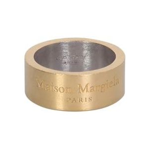 Maison Margiela, Accessoires, Dames, Grijs, L, Matte Afwerking Gegraveerde Logo Band Ring