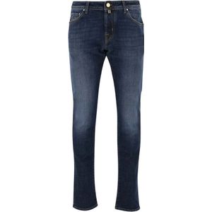 Jacob Cohën, Jeans, Heren, Blauw, W31, Denim, Stretch Cotton Denim Slim Fit Jeans