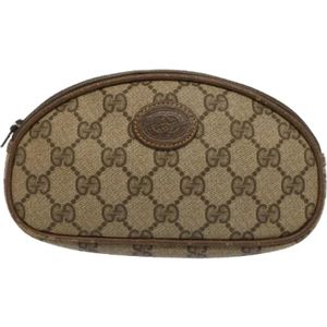 Gucci Vintage, Pre-owned, Dames, Bruin, ONE Size, Leer, Pre-owned Canvas clutches