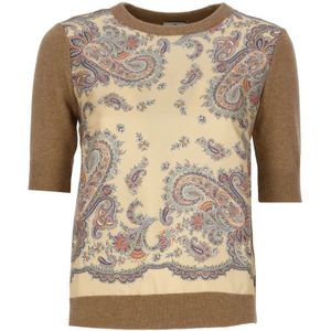 Etro, Truien, Dames, Beige, S, Wol, Trui met ronde hals