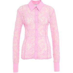 Blugirl, Kanten blouse met hanger, knoopsluiting Roze, Dames, Maat:XS