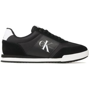 Calvin Klein, Schoenen, Heren, Zwart, 42 EU, Polyester, Zwarte Suede Mono Sneaker