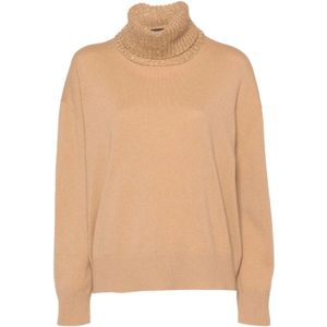 Fabiana Filippi, Truien, Dames, Bruin, M, Wol, Beige Wolmix Paillet Sweater